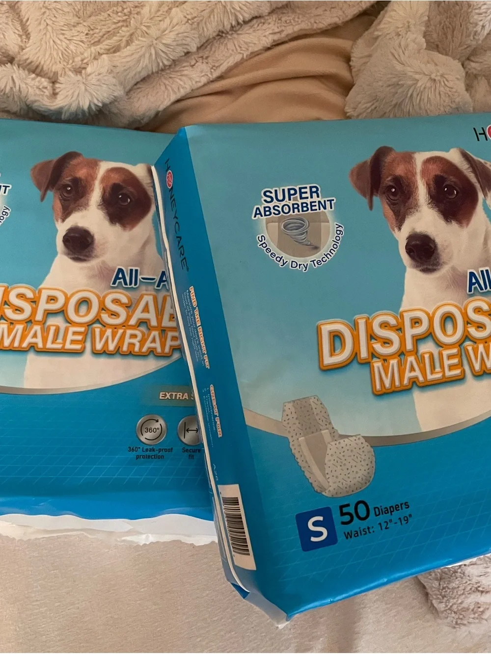 Disposable Male Wraps for Dogs - Blue (50 Count, Size S)